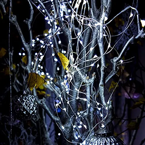 100 LED White Fairy String Lights - 33ft - Battery Operated - Waterproof - 1 Pack