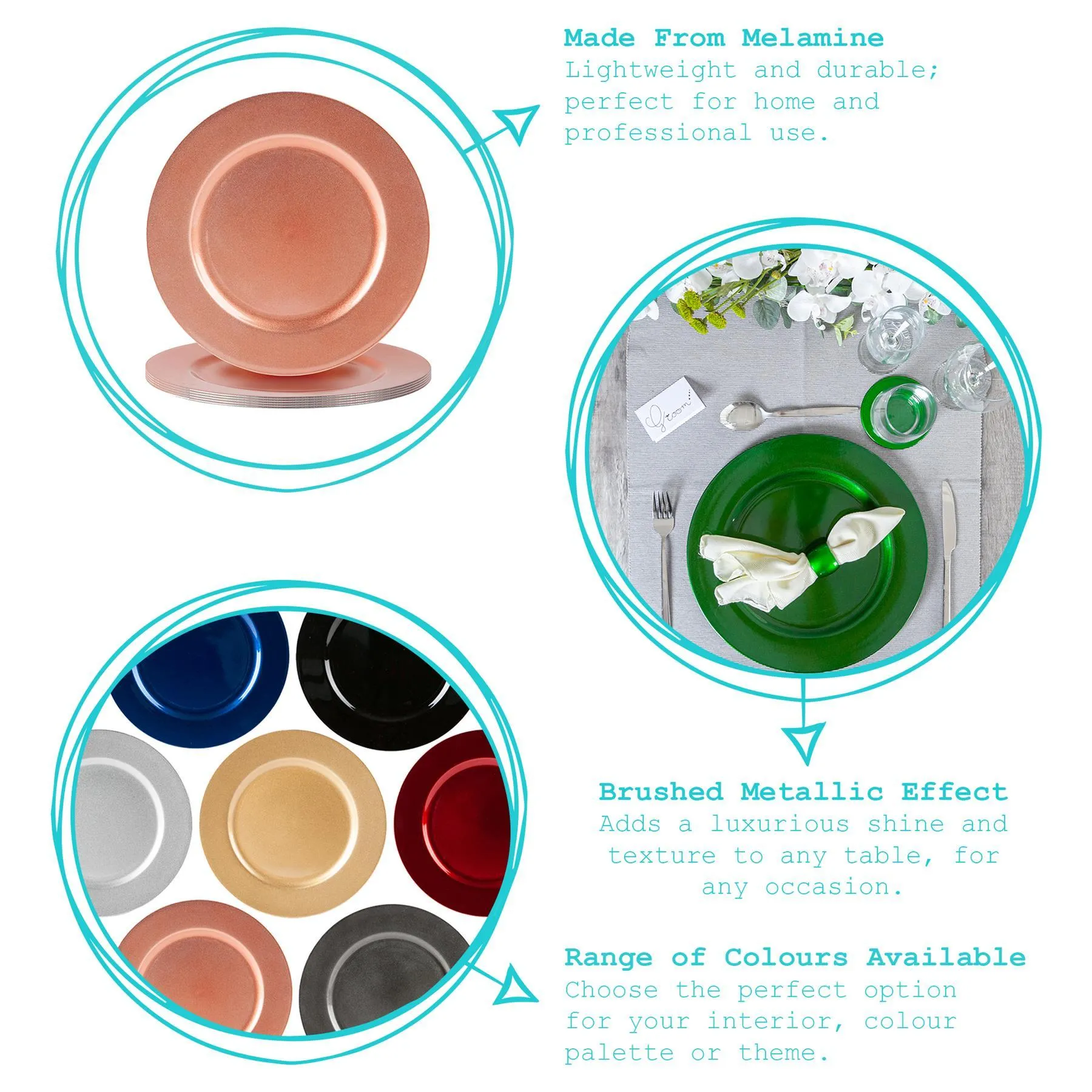12pc Metallic Charger Plates Set - By Argon Tableware