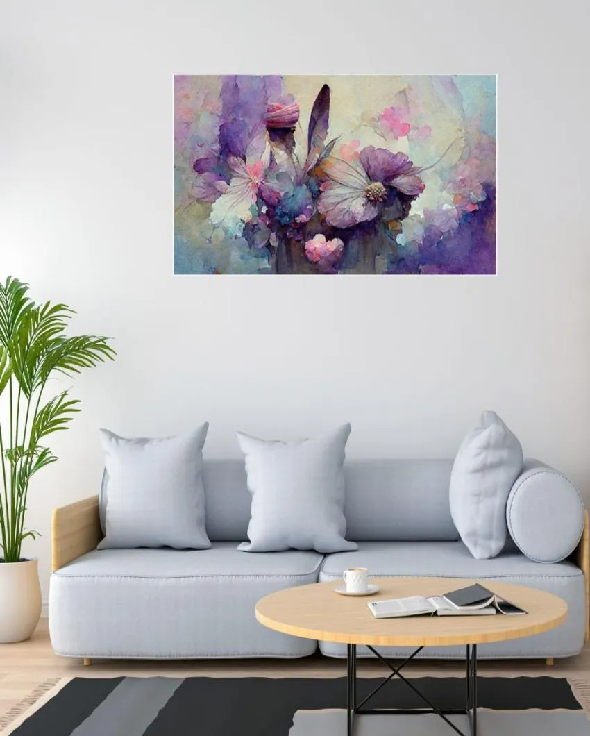 3D Purple Flower Art Canvas Wall Painting