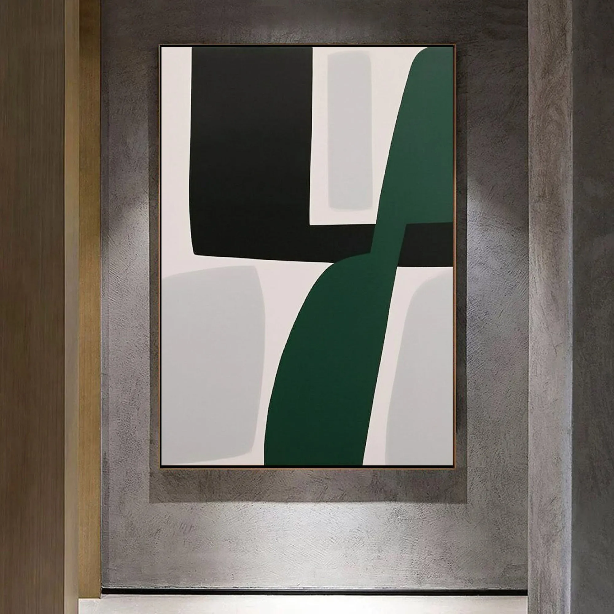 Abstract Black White Green Abstract Painting Home Bedroom Wall Decor Geometric Wall Art