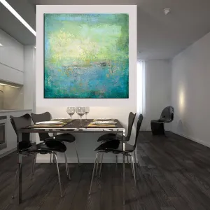Abstract Green Painting Calming Abstract Canvas Art A045