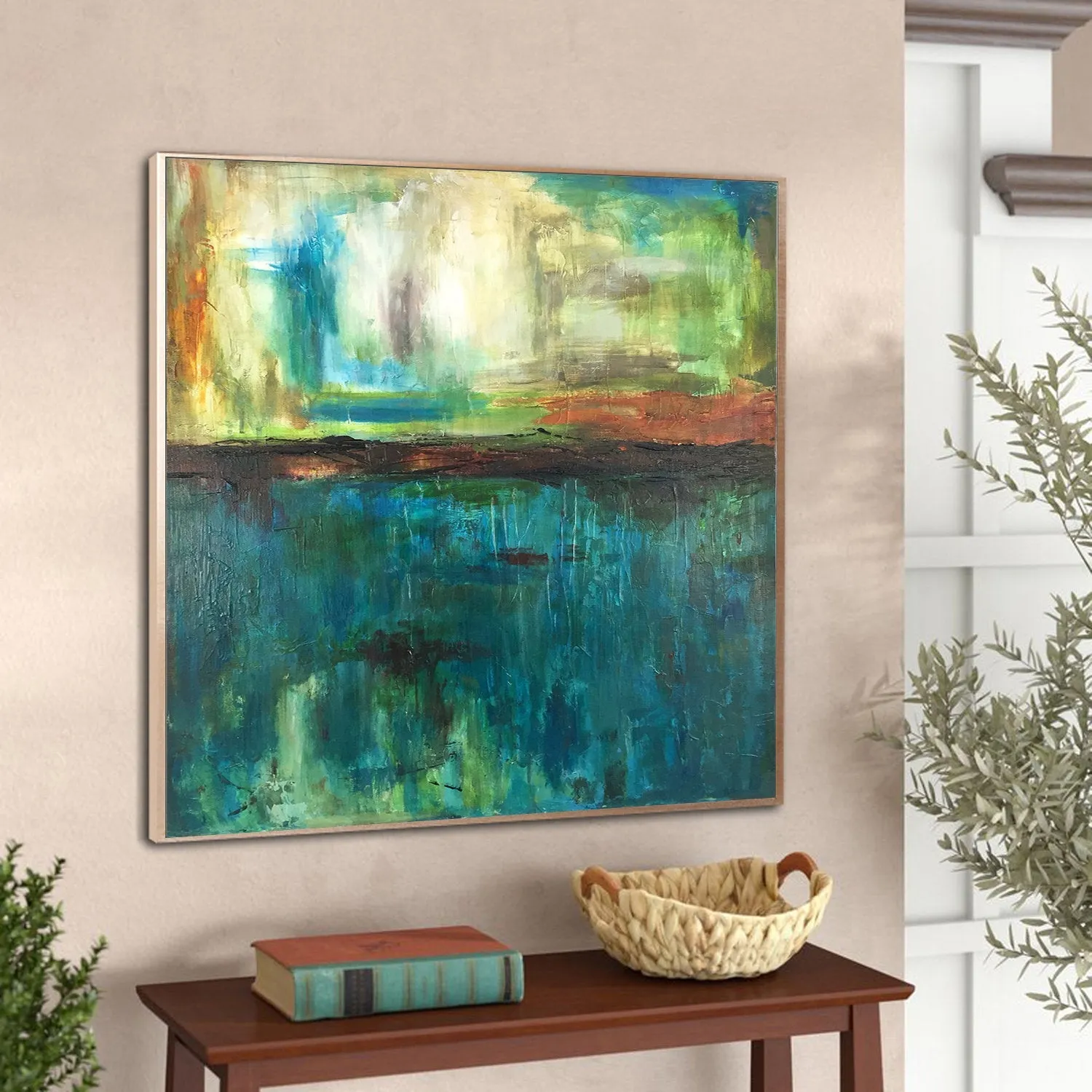 Abstract Landscape Green Painting Minimal Art Wall Painting For Living Room Sp048
