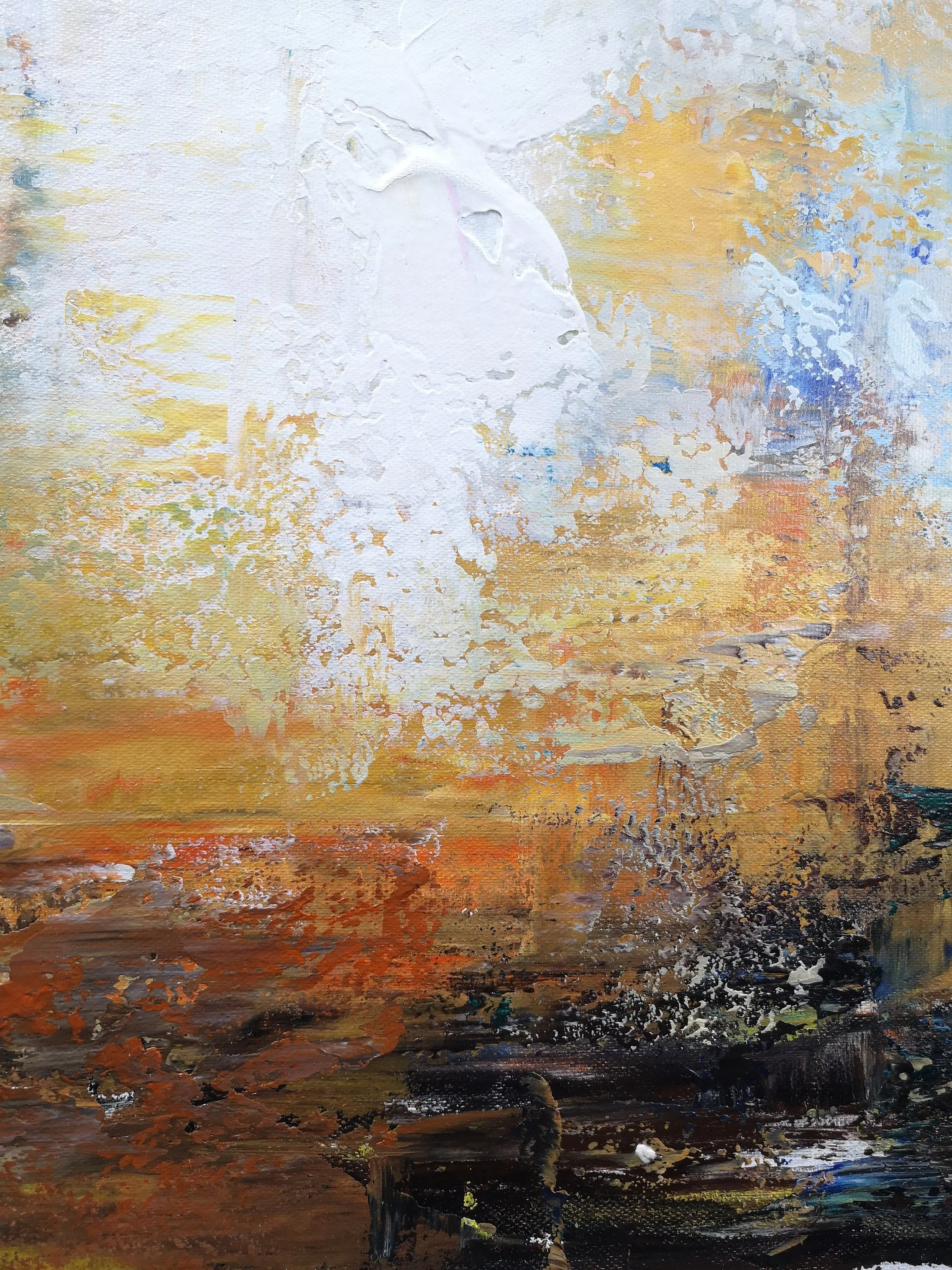 Abstract Painting on Canvas Yellow White Painting Abstract Art Cp023