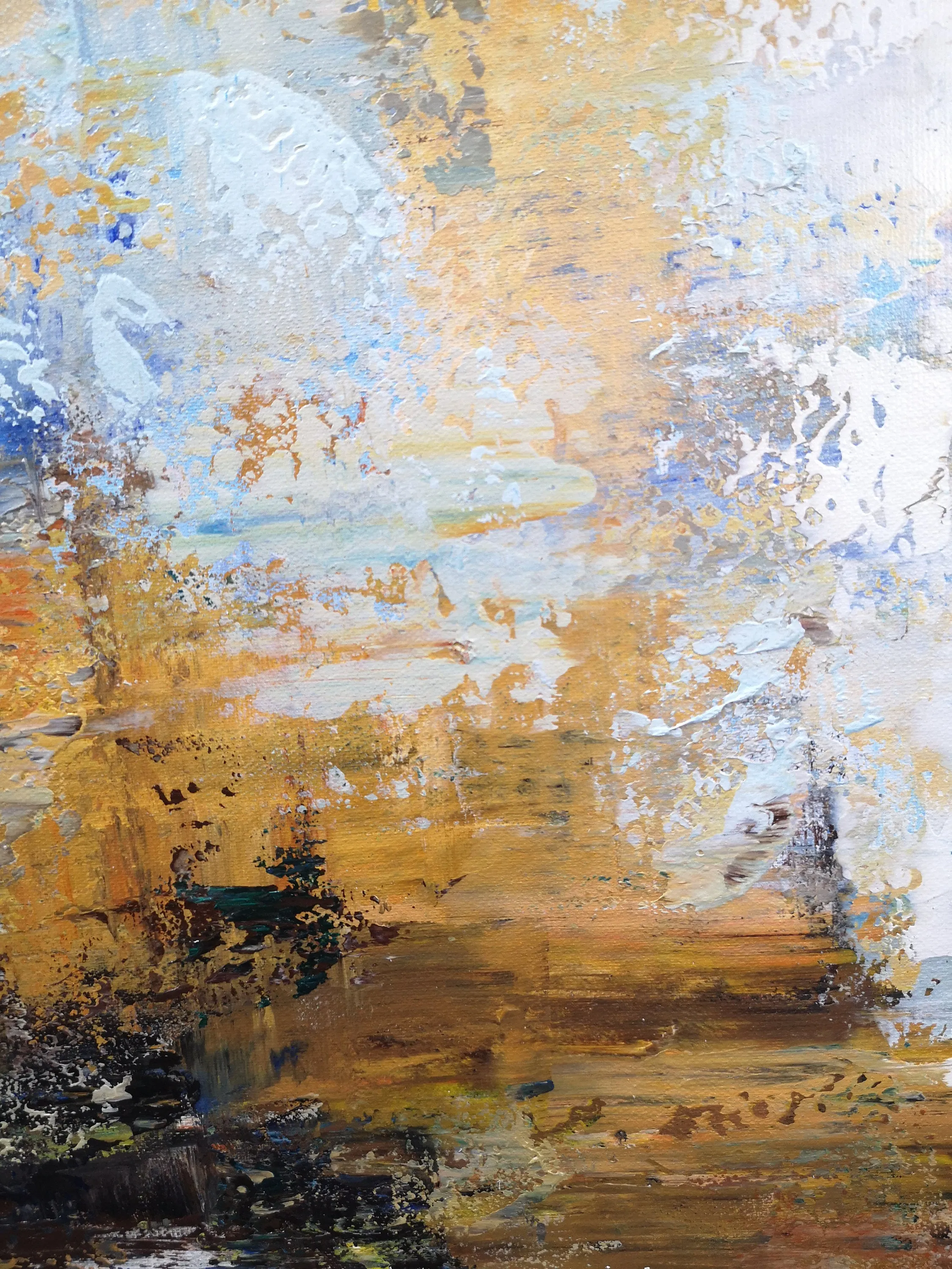 Abstract Painting on Canvas Yellow White Painting Abstract Art Cp023