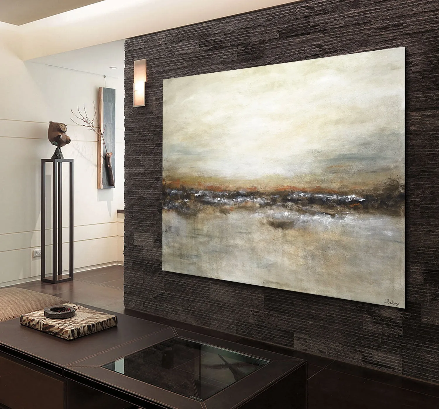 Abstract Wall Art Suede Sienna Artwork Acrylic XXL Painting Np013