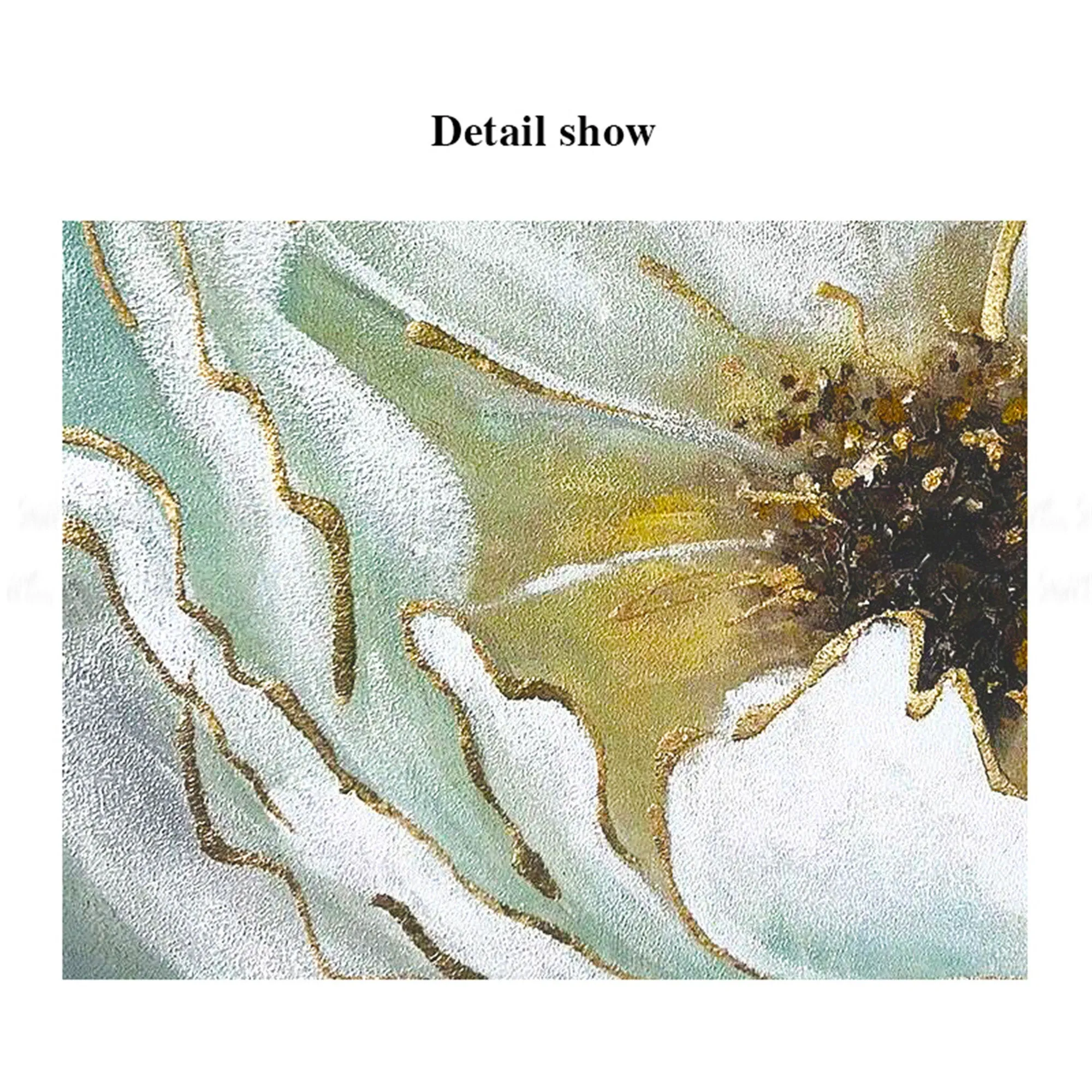 Abstract White Flower Painting Gold Leaf Canvas Art for Living Room Gp054