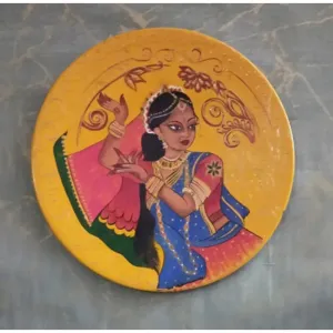 Art of Rajasthan Wooden Handpainted Wall Plate Decor | 12 Inch