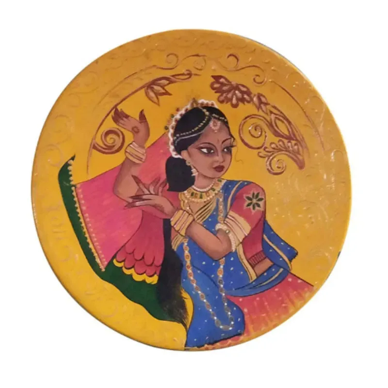 Art of Rajasthan Wooden Handpainted Wall Plate Decor | 12 Inch