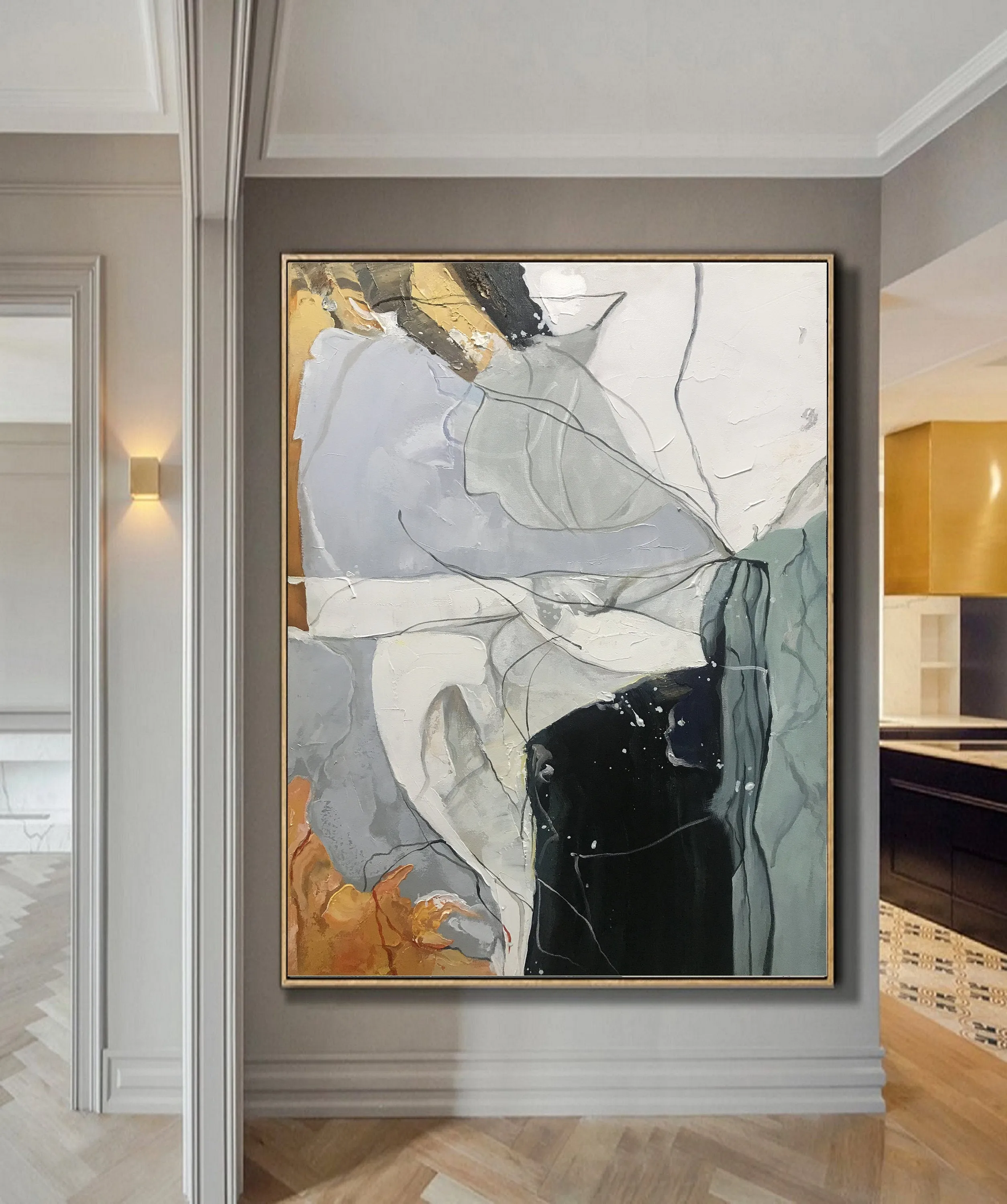 Beige Gray Orange Abstract Painting Minimalist Abstract Painting Np061