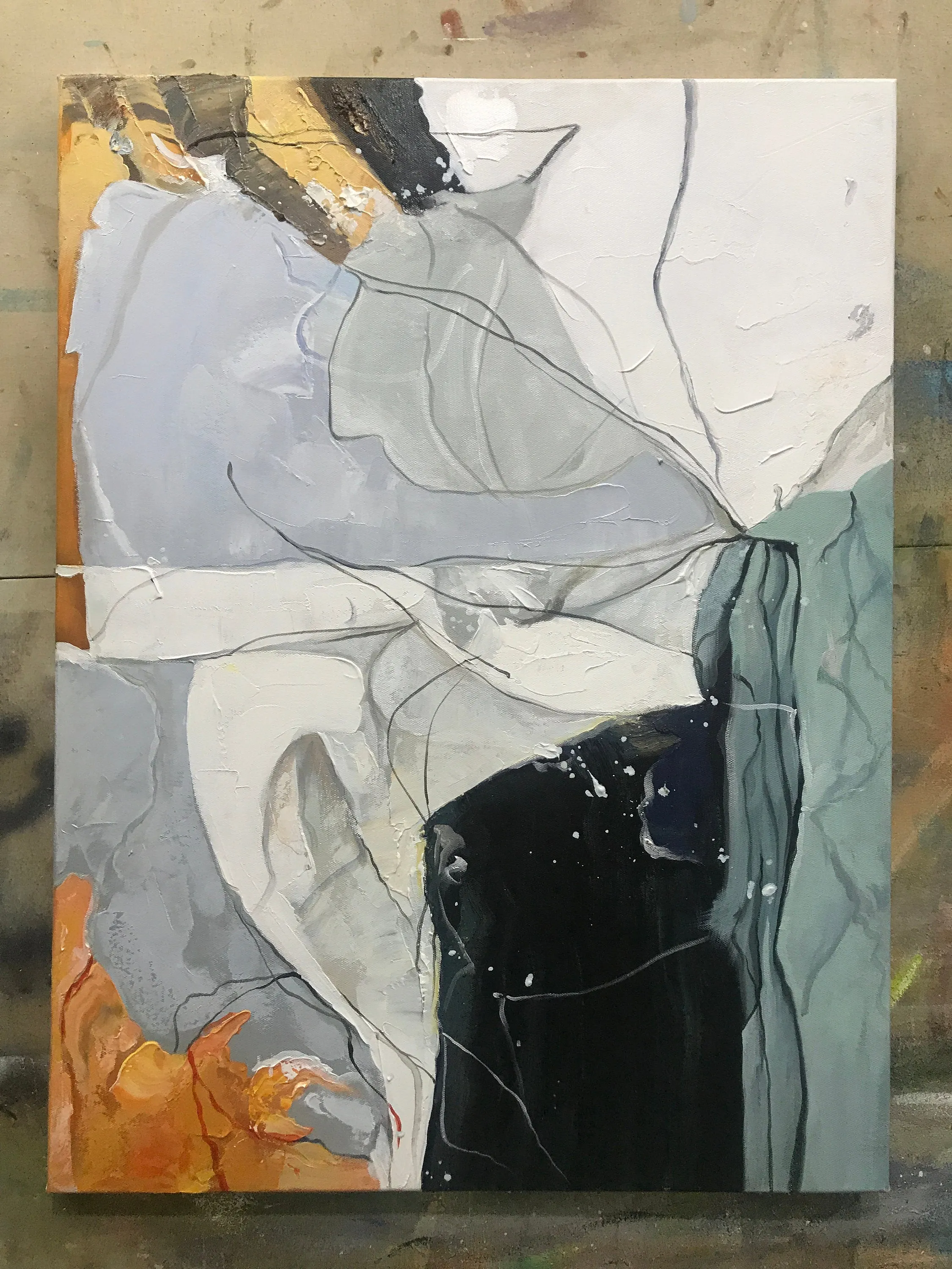 Beige Gray Orange Abstract Painting Minimalist Abstract Painting Np061