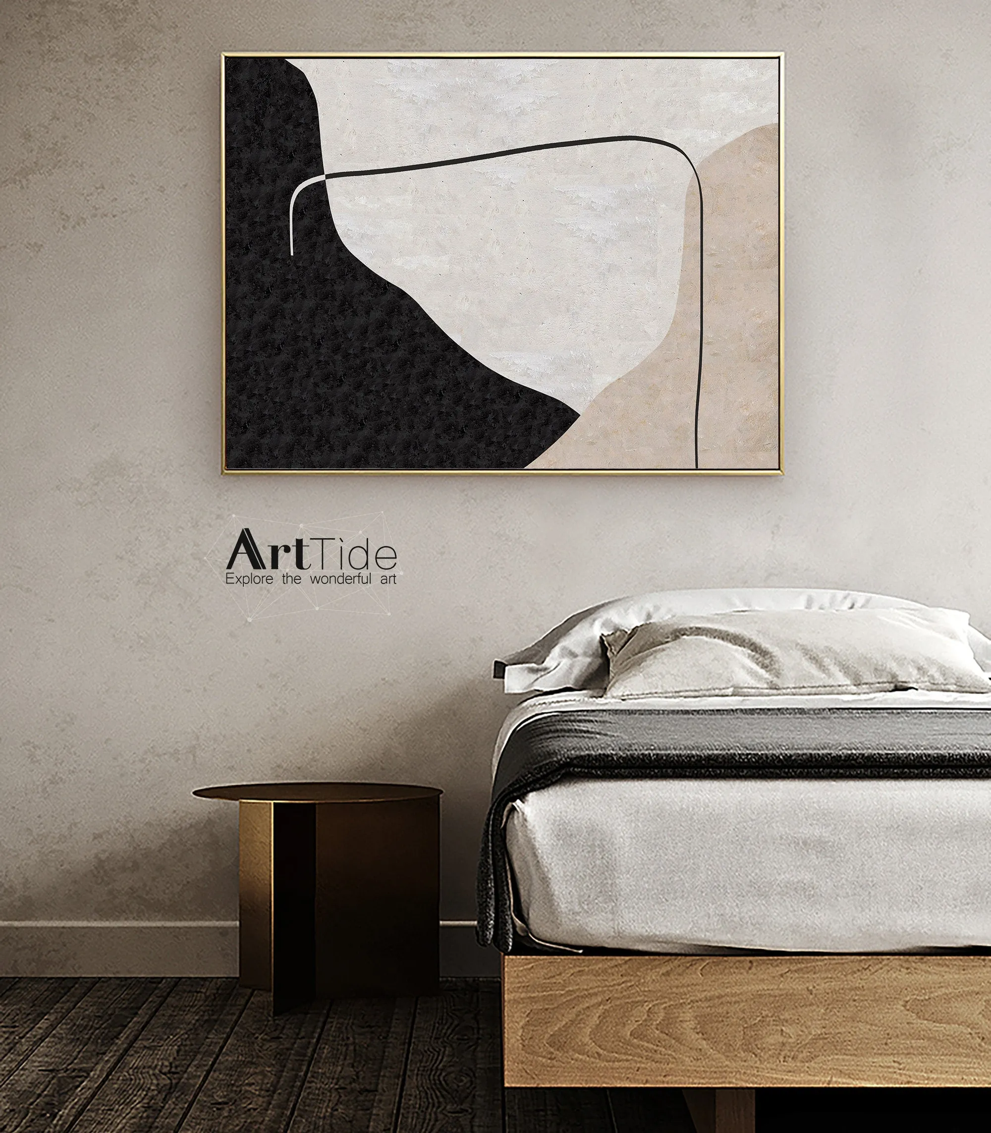Beige White Painting Minimalist Abstract Painting On Living Room Art Qp081