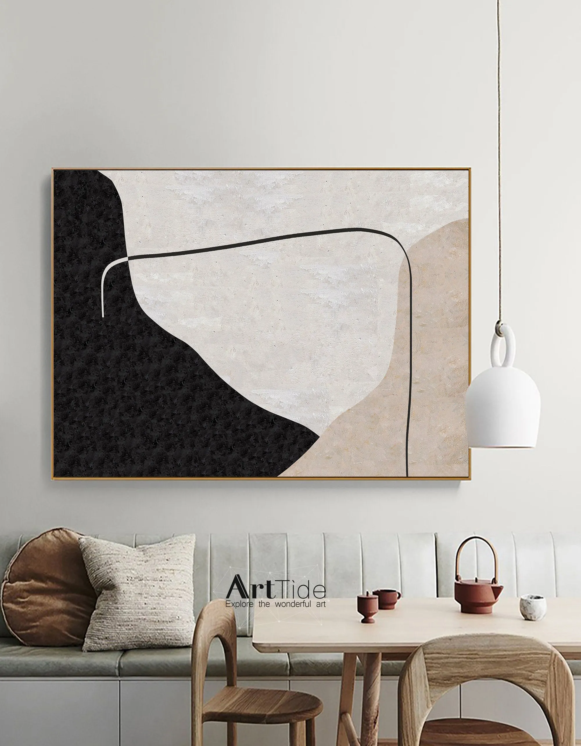 Beige White Painting Minimalist Abstract Painting On Living Room Art Qp081