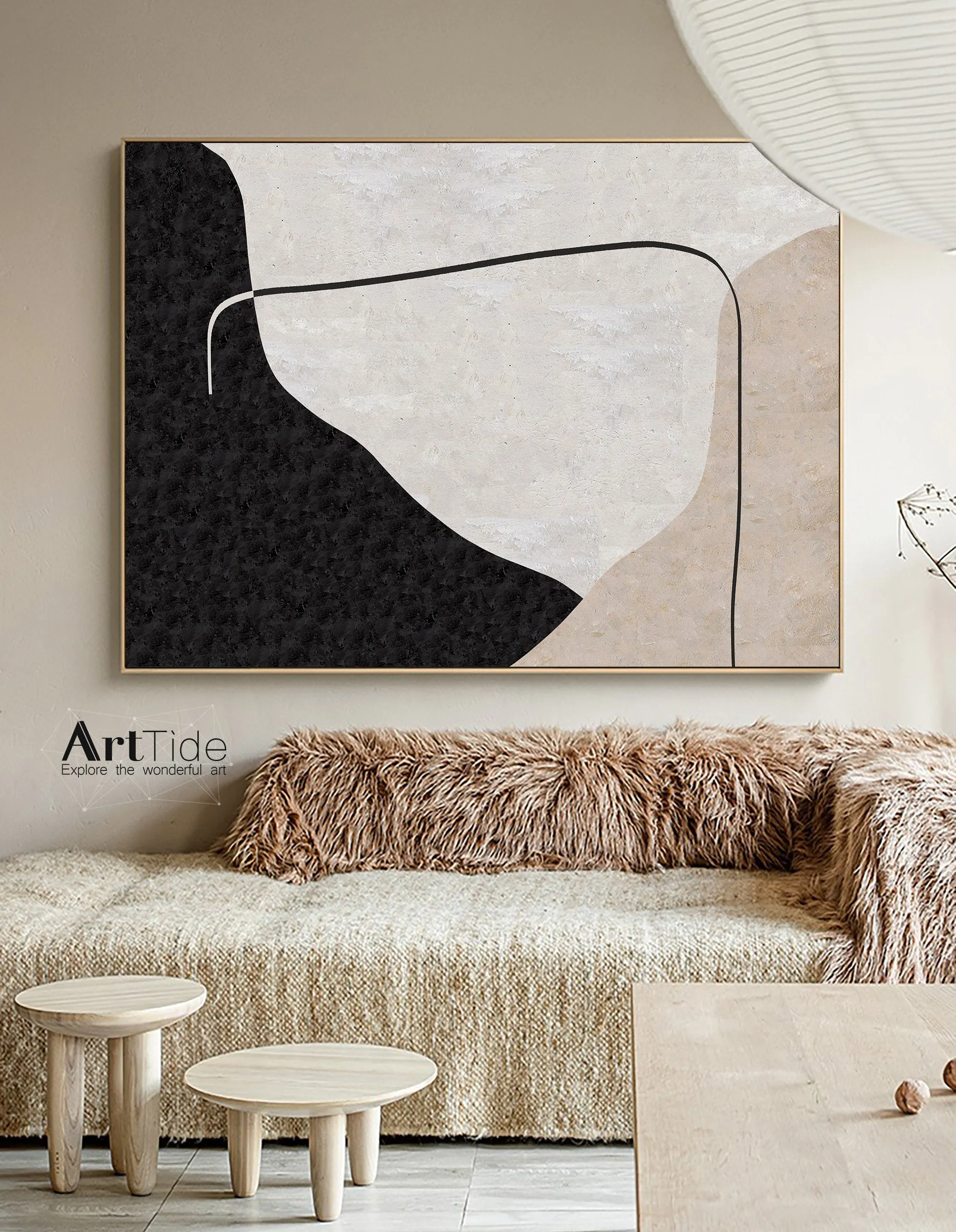Beige White Painting Minimalist Abstract Painting On Living Room Art Qp081