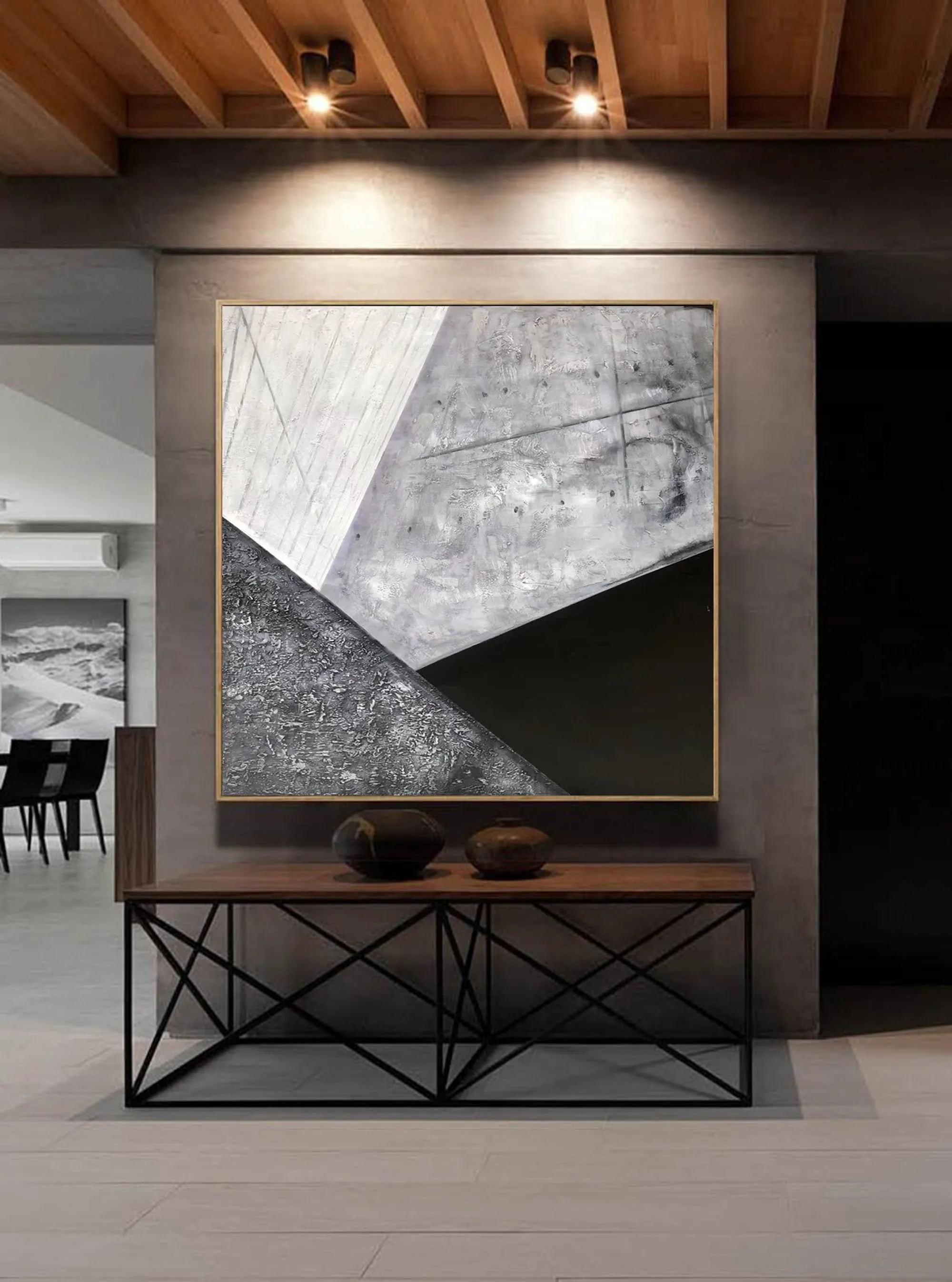 Black And White Abstract Canvas Painting Origanal Modern Art Sp080