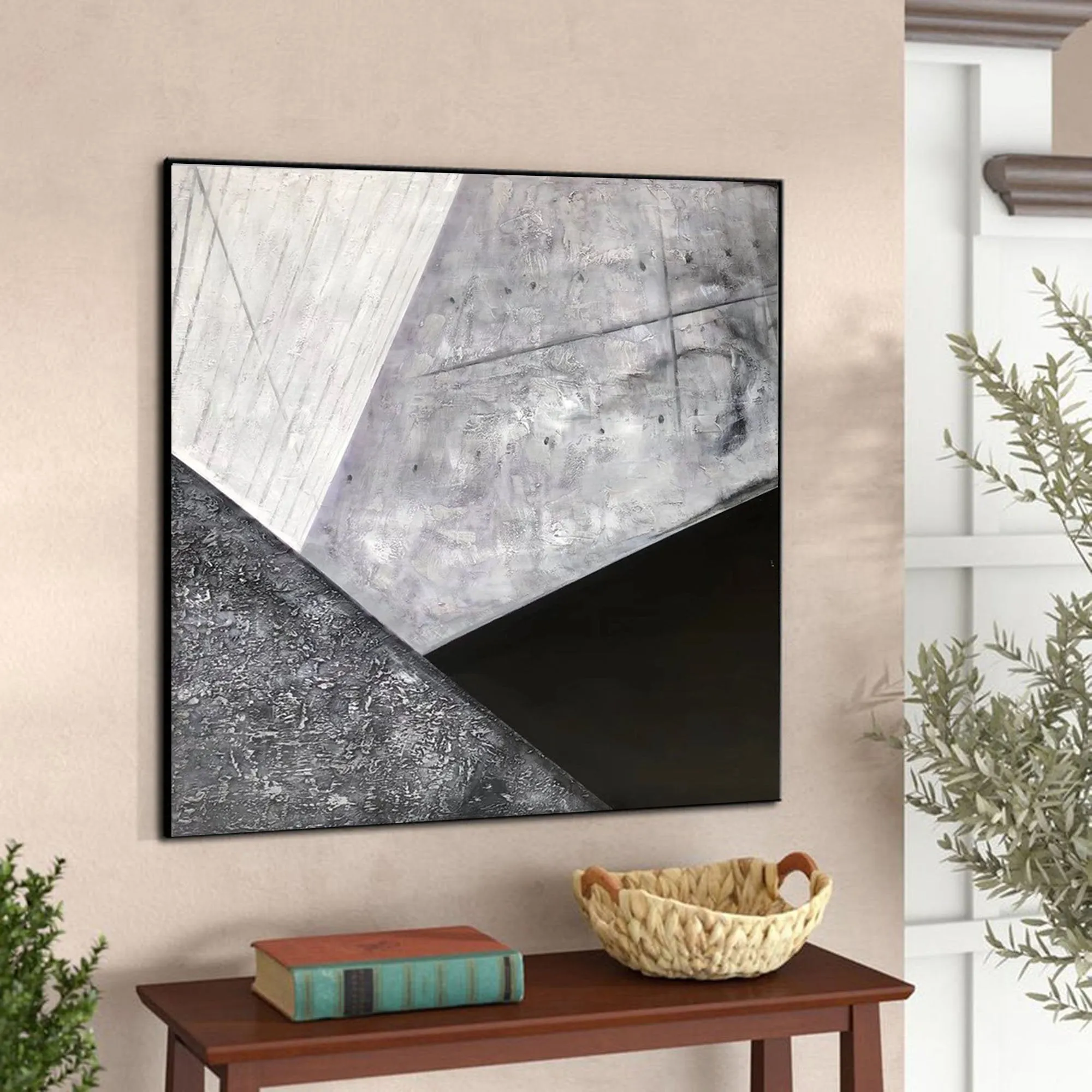 Black And White Abstract Canvas Painting Origanal Modern Art Sp080