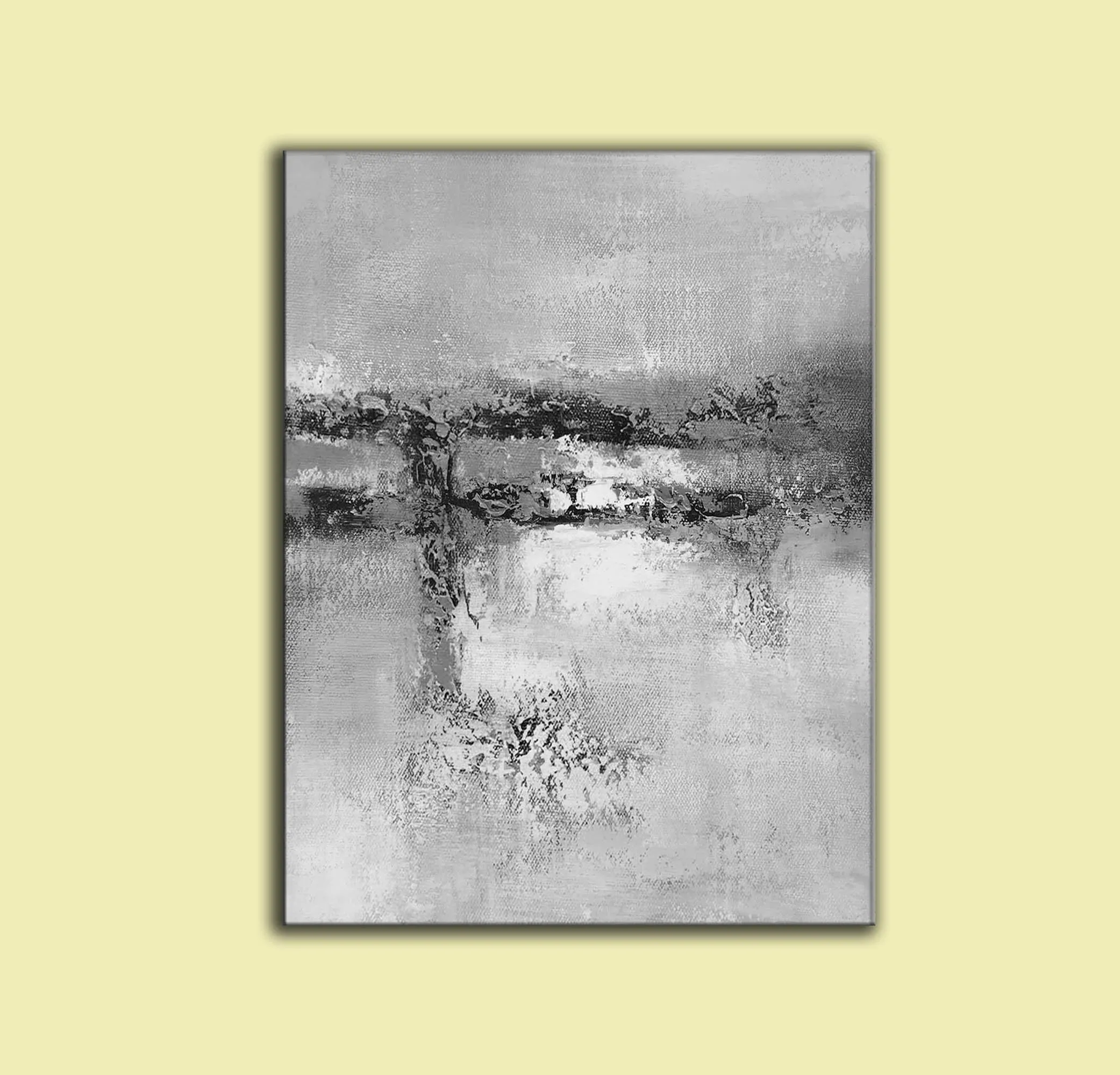 Black And White Grat Abstract Painting Original Living Room Painting Yp022