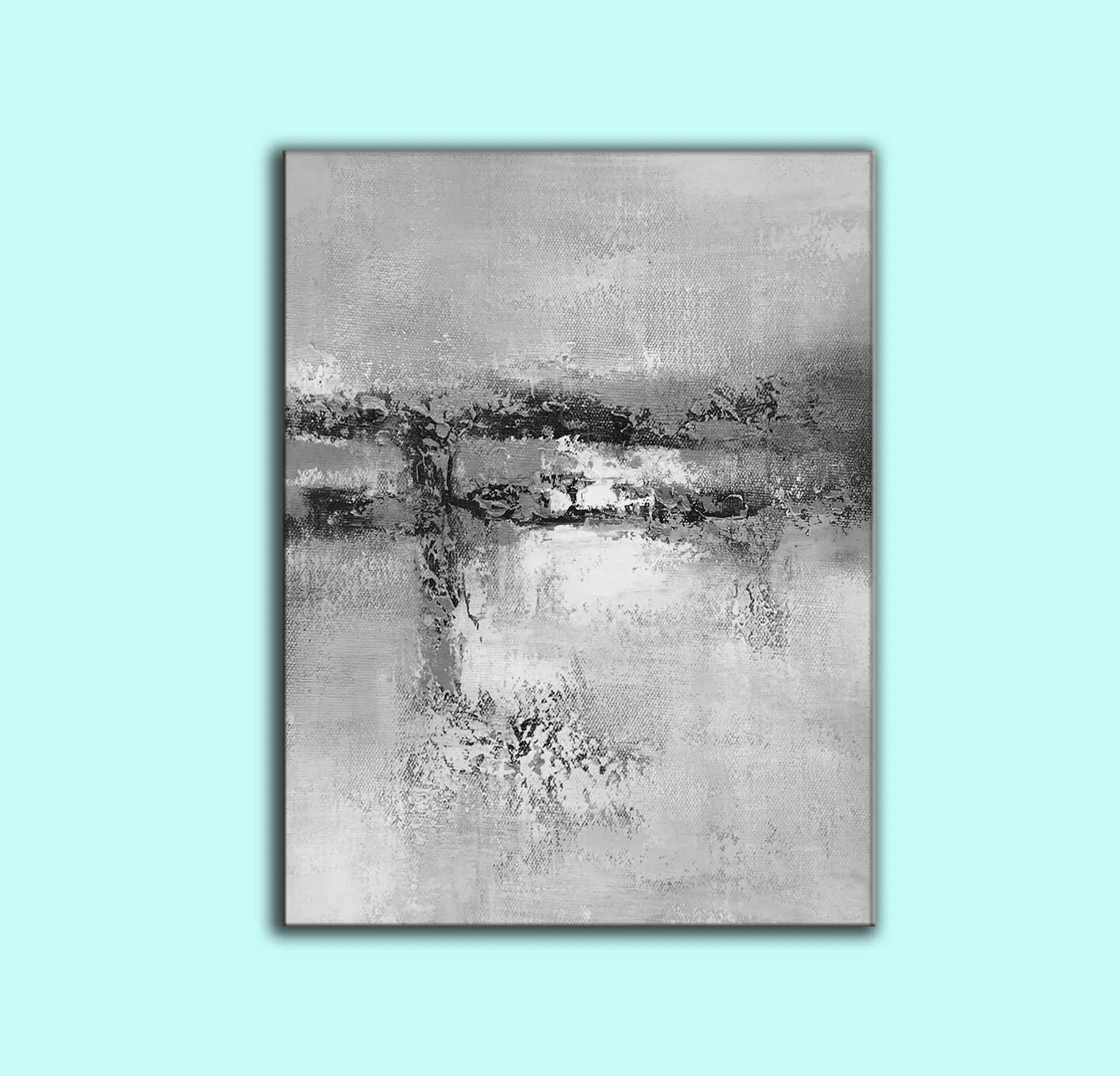 Black And White Grat Abstract Painting Original Living Room Painting Yp022
