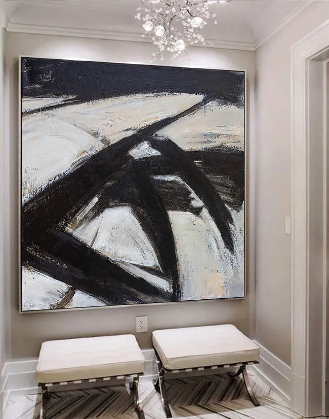 Black and White Painting Abstract Painting Contemporary Art Yp088