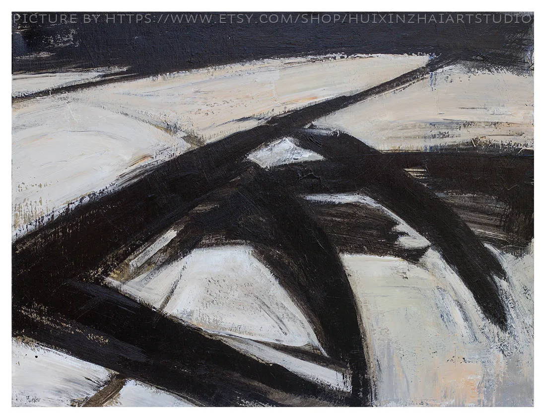 Black and White Painting Abstract Painting Contemporary Art Yp088