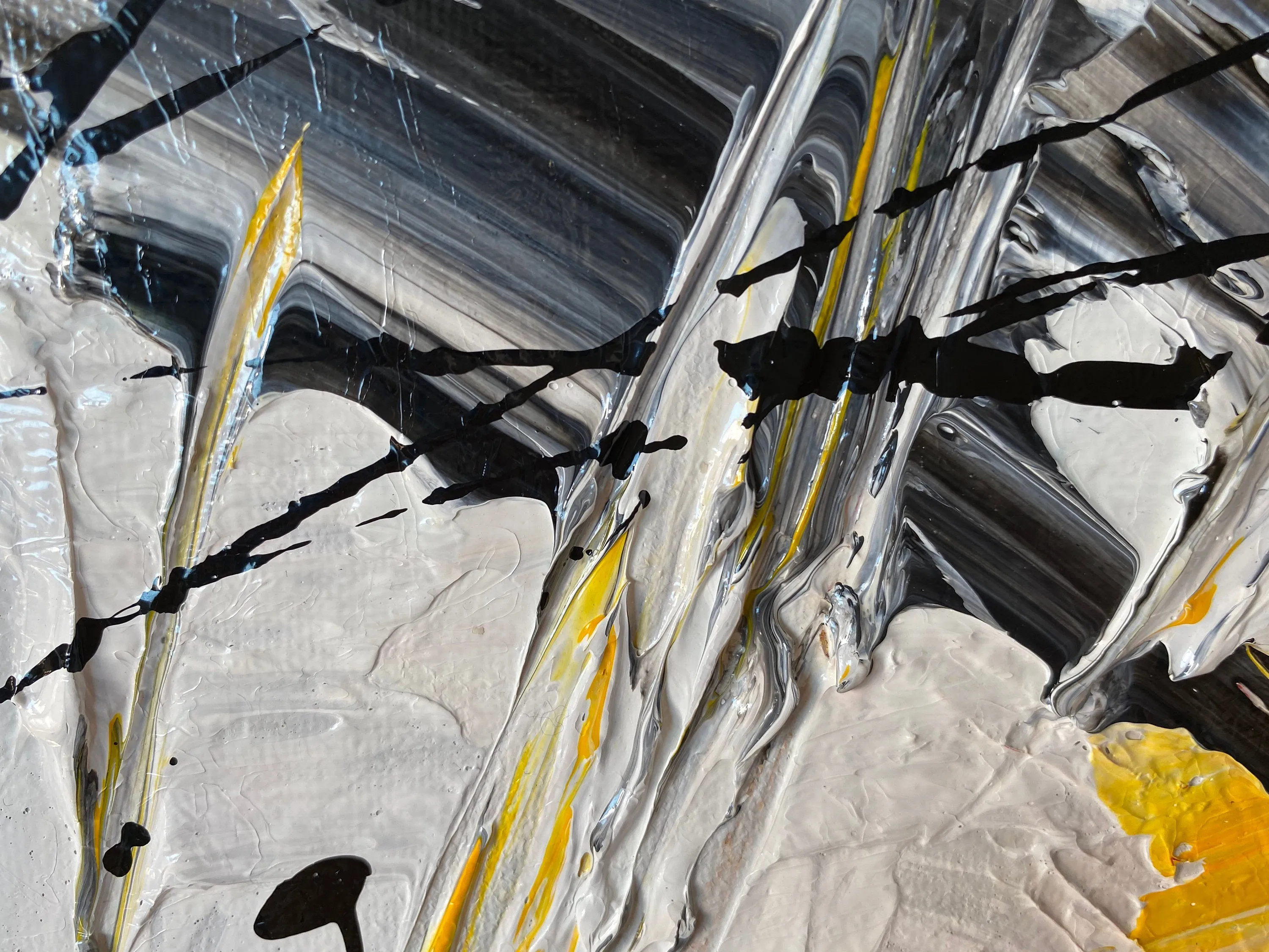 Black Gray Yellow Minimalist Abstract Painting Qp075