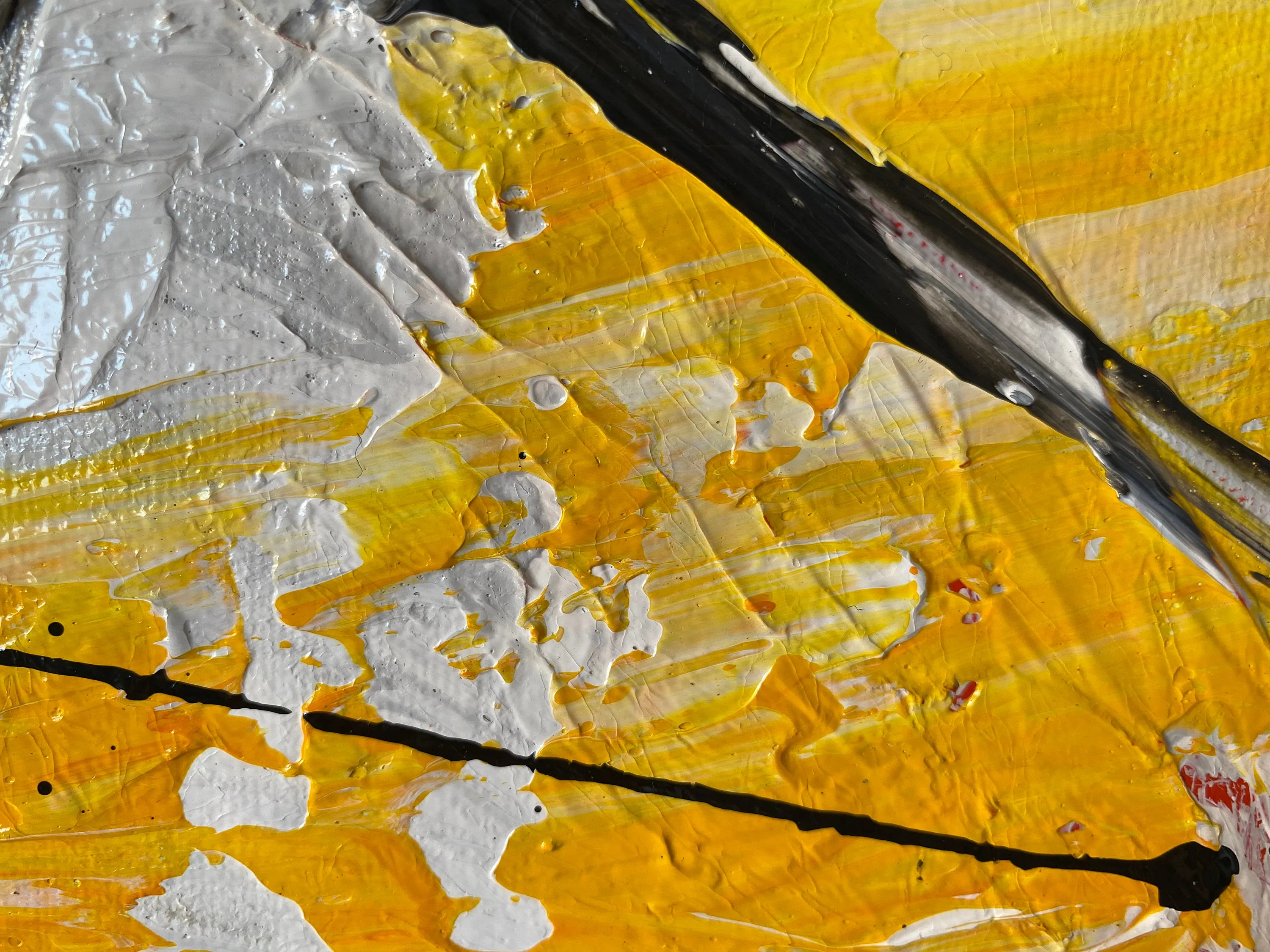 Black Gray Yellow Minimalist Abstract Painting Qp075