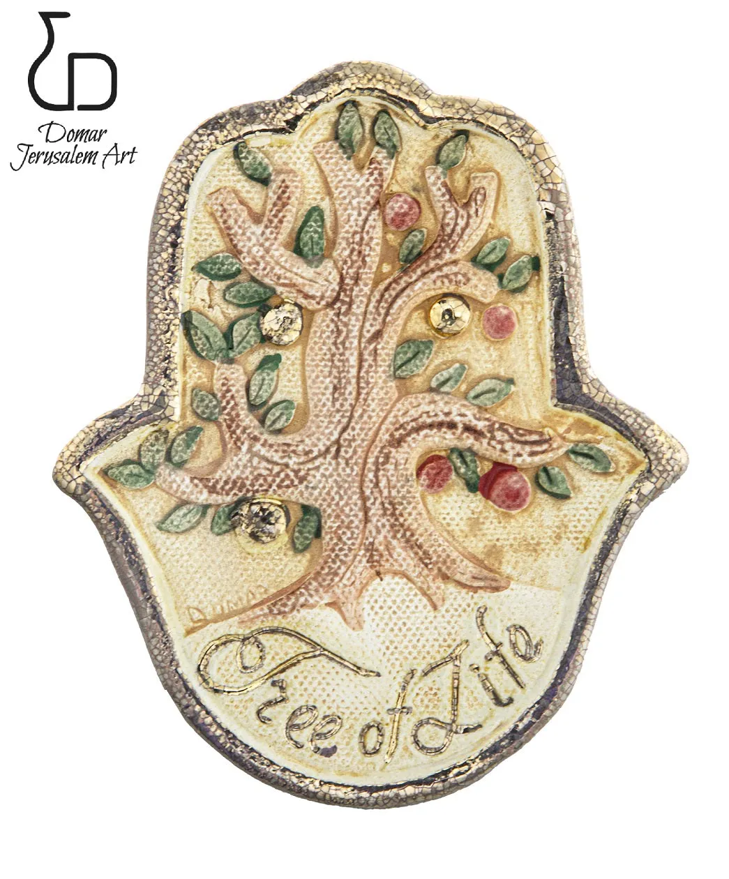 Domar Craftsmanship Art Hamsa tree of life 14 x 10 cm from Jerusalem