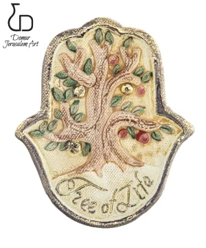 Domar Craftsmanship Art Hamsa tree of life 14 x 10 cm from Jerusalem