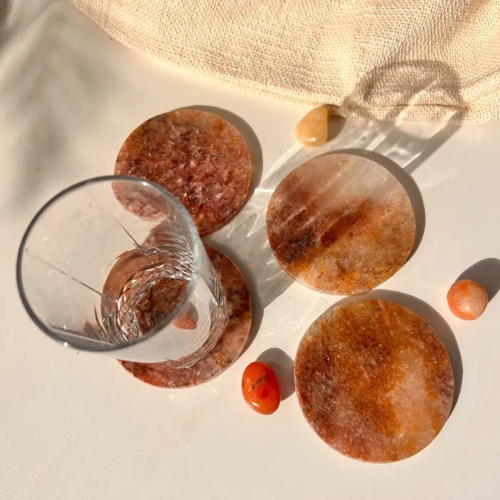 Fire Quartz Round Coaster | Set of 4