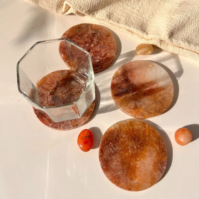 Fire Quartz Round Coaster | Set of 4