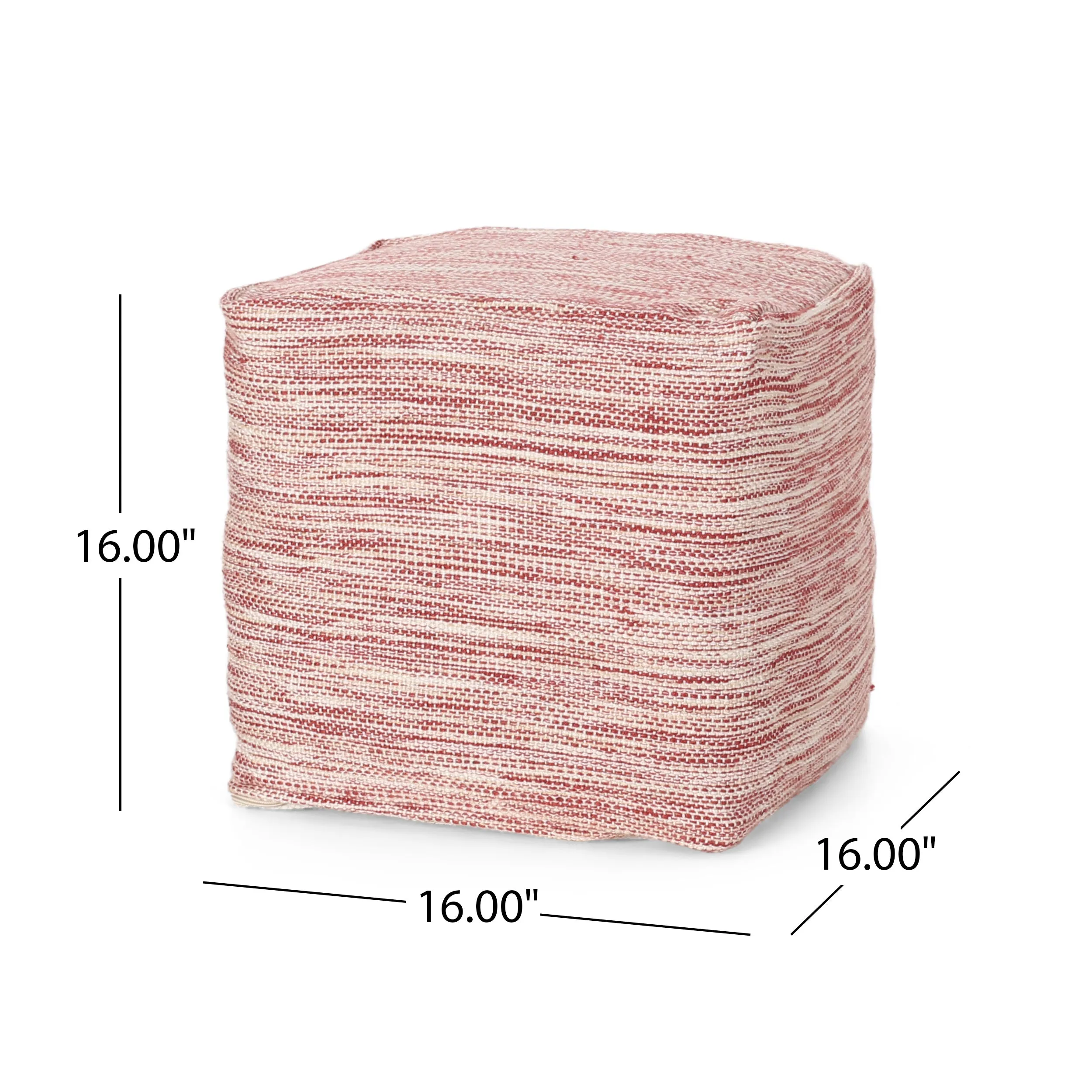 Ivy Boho Yarn Pouf, Red and White