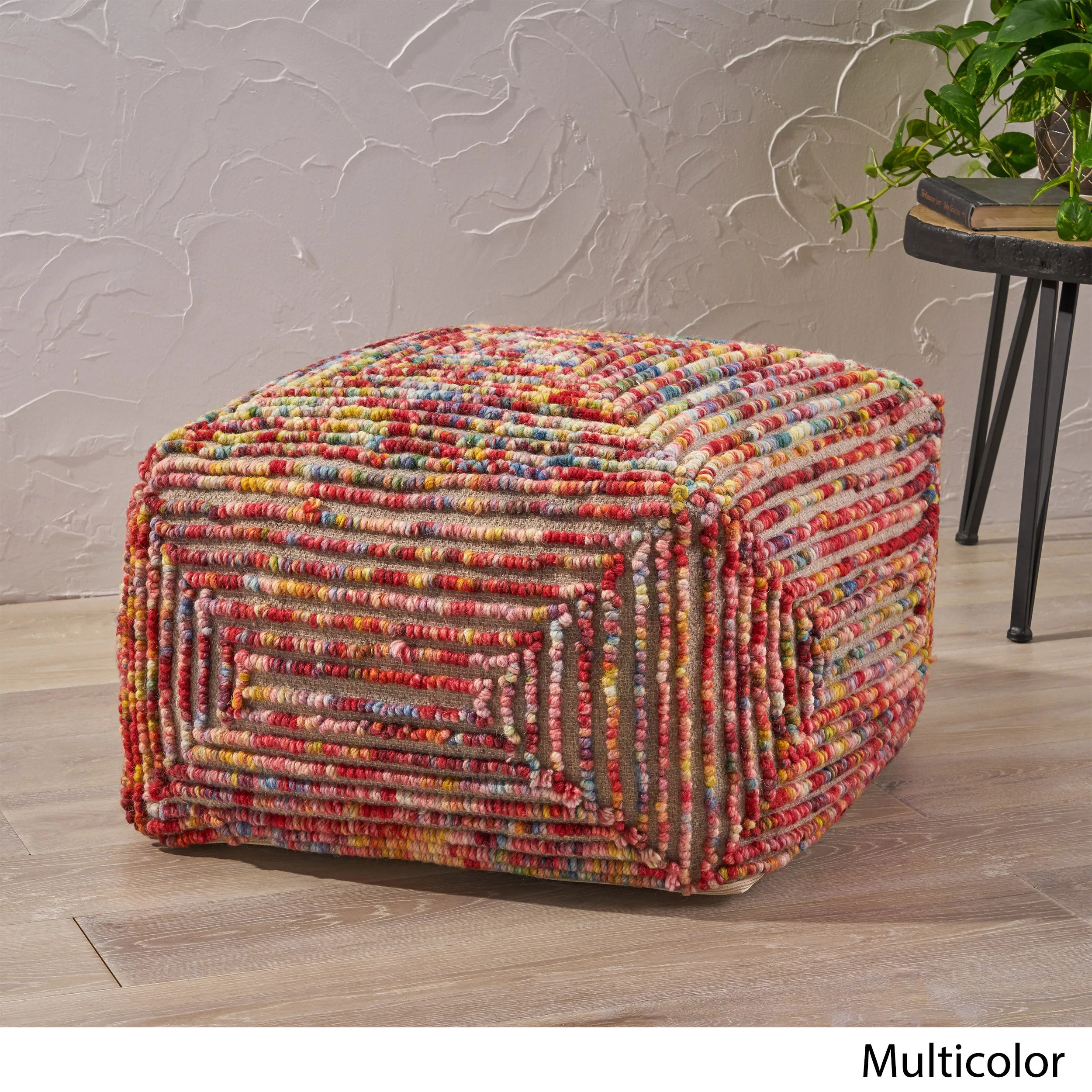 Jaylee Boho Wool Ottoman Pouf