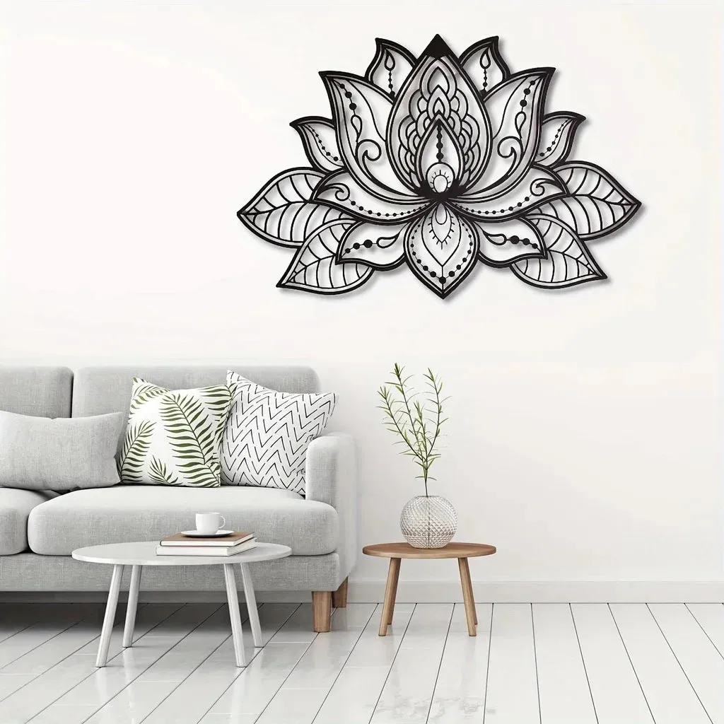 Lotus Flower Mandala Metal Wall Art,