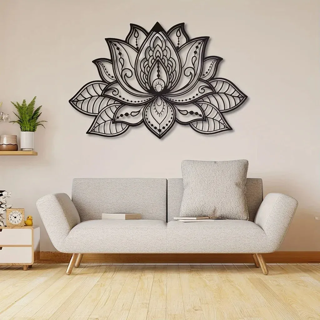 Lotus Flower Mandala Metal Wall Art,