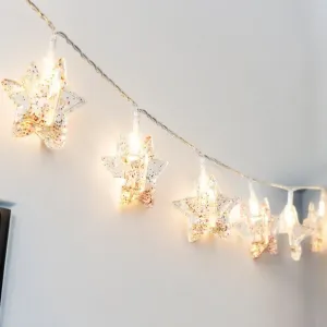 Rainbow Glitter Star Shaped Clip LED String Lights