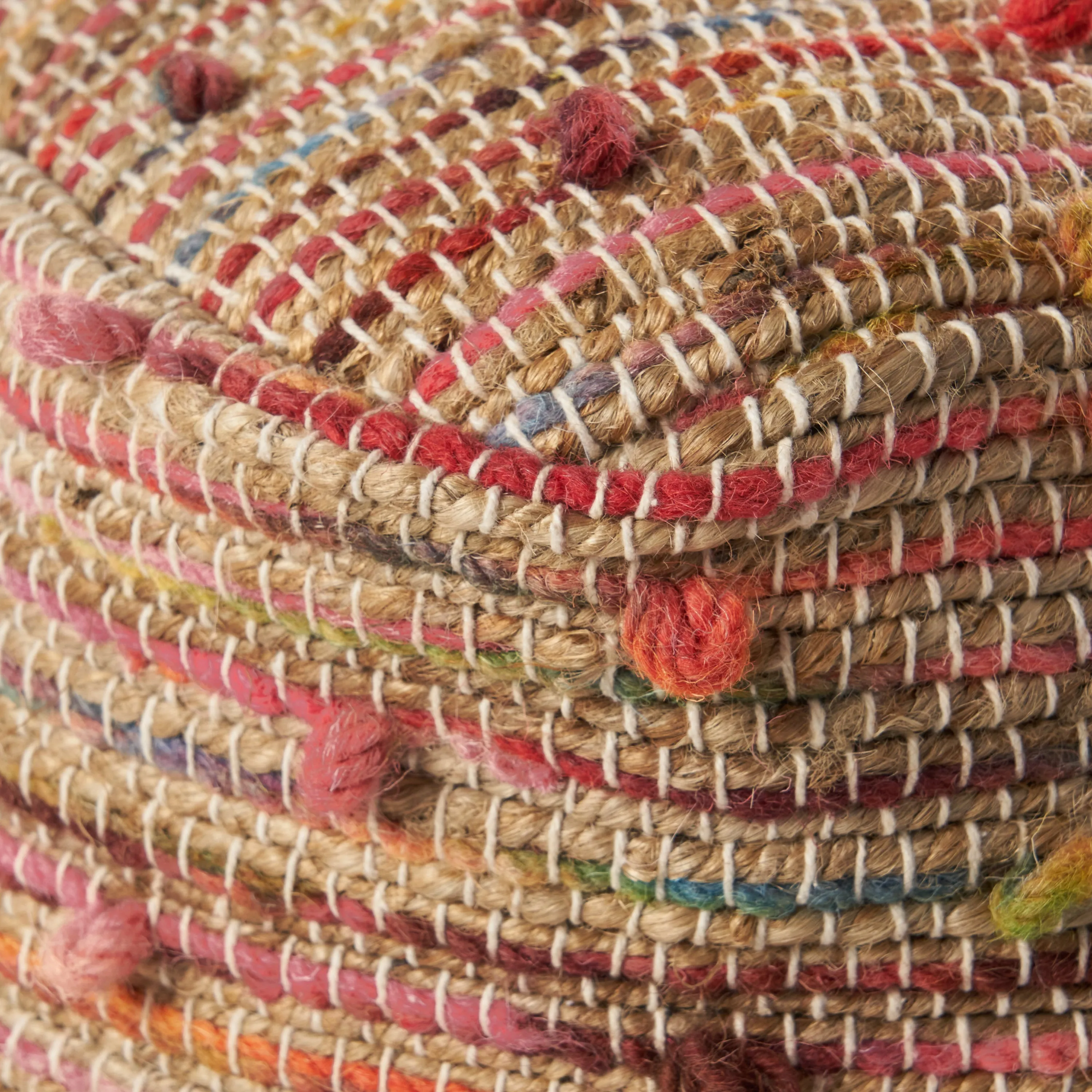Rainy Boho Jute and Cotton Pouf