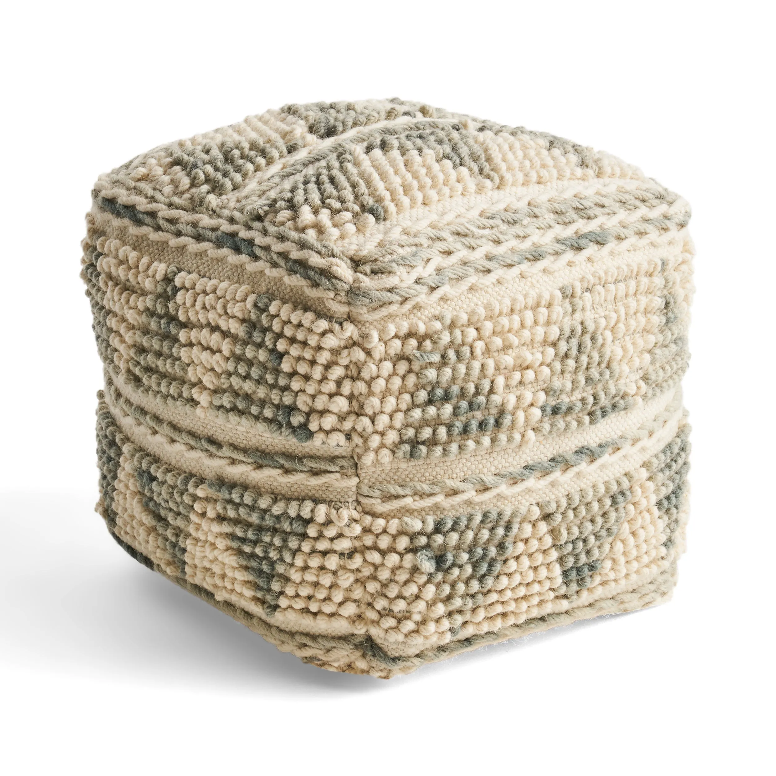 Rosalin Boho Wool and Cotton Ottoman Pouf