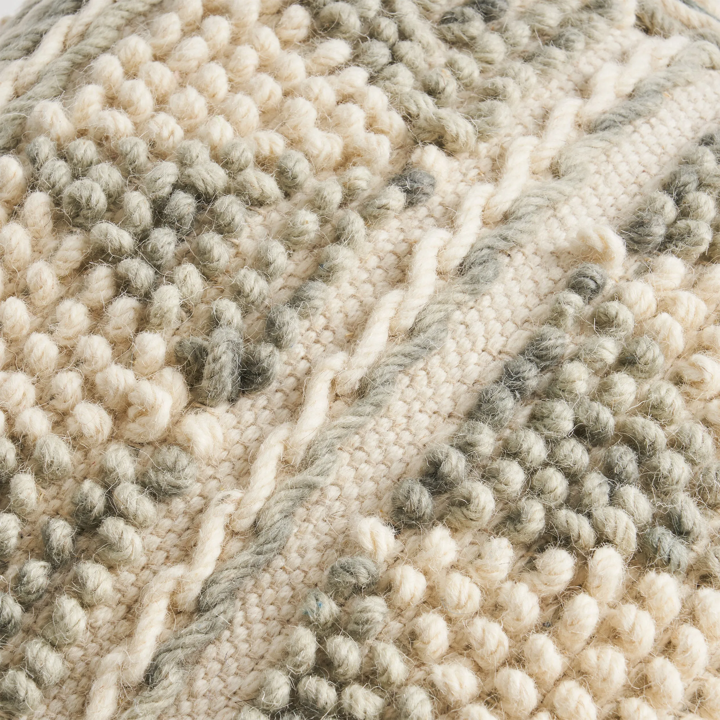 Spring Boho Wool and Cotton Ottoman Pouf